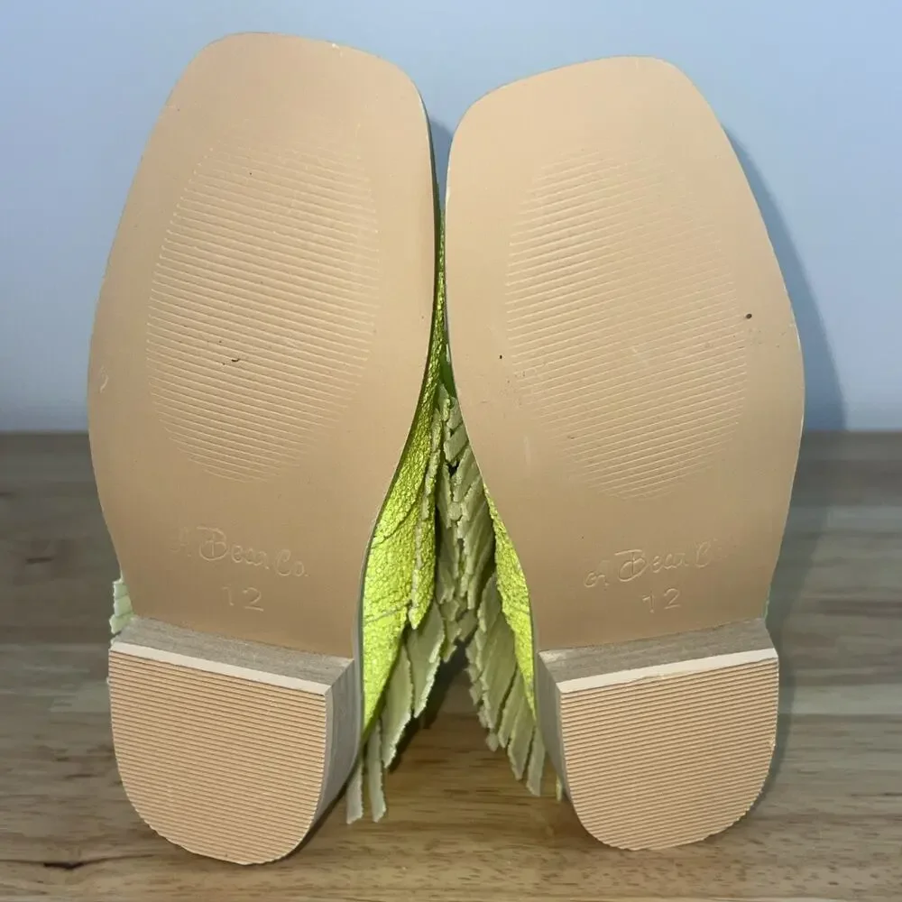 A Bear Co Girls Youth Size 12 Neon Yellow Sparkly Low Cut Cowgirl Boots NEW